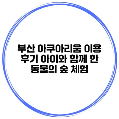 부산 아쿠아리움 이용 후기 아이와 함께 한 동물의 숲 체험