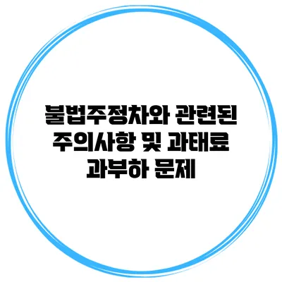 불법주정차와 관련된 주의사항 및 과태료 과부하 문제