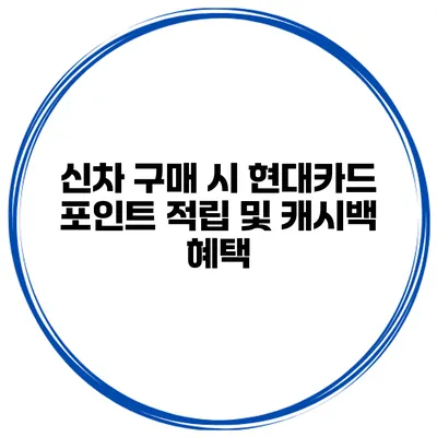 신차 구매 시 현대카드 포인트 적립 및 캐시백 혜택