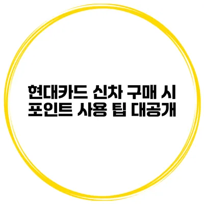 현대카드 신차 구매 시 포인트 사용 팁 대공개