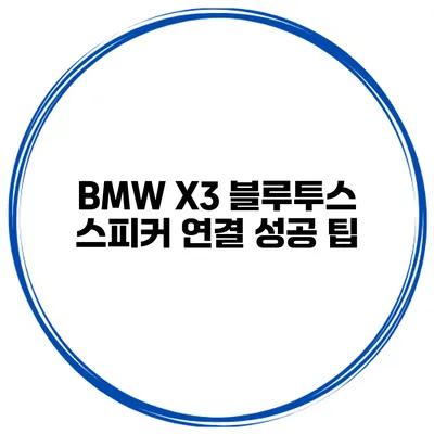 BMW X3 블루투스 스피커 연결 성공 팁