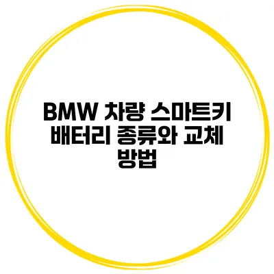 BMW 차량 스마트키 배터리 종류와 교체 방법
