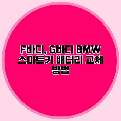 F바디, G바디 BMW 스마트키 배터리 교체 방법