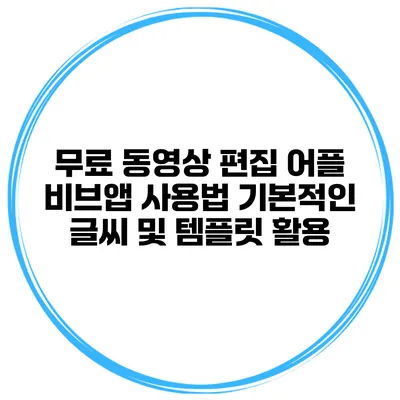 무료 동영상 편집 어플 비브앱 사용법 기본적인 글씨 및 템플릿 활용