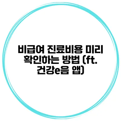 비급여 진료비용 미리 확인하는 방법 (ft. 건강e음 앱)