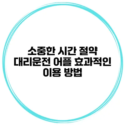 소중한 시간 절약 대리운전 어플 효과적인 이용 방법