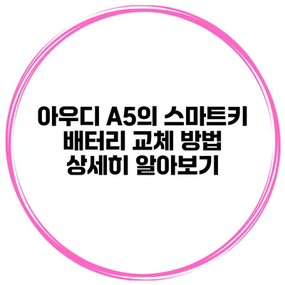 아우디 A5의 스마트키 배터리 교체 방법 상세히 알아보기