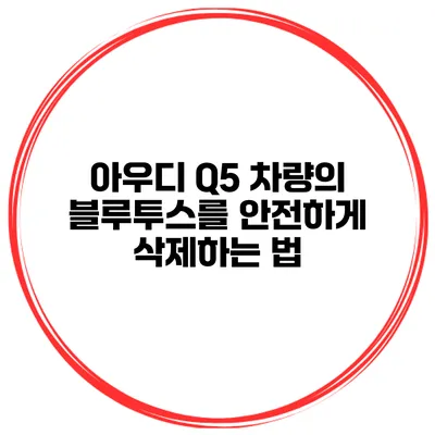 아우디 Q5 차량의 블루투스를 안전하게 삭제하는 법