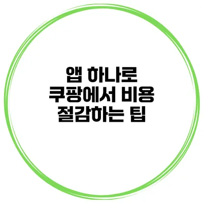 앱 하나로 쿠팡에서 비용 절감하는 팁