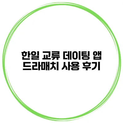 한일 교류 데이팅 앱 드라매치 사용 후기